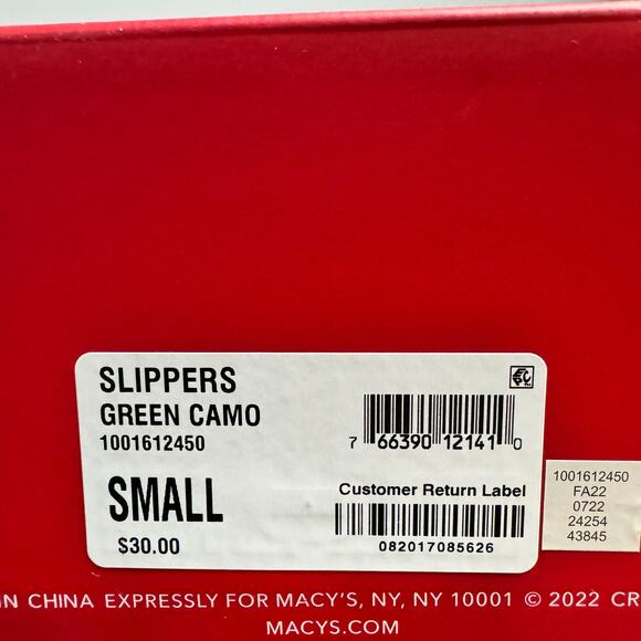 Club Room Mens Slippers Size Small 6-7 Green Camouflage High Density Foam New - Picture 3 of 10